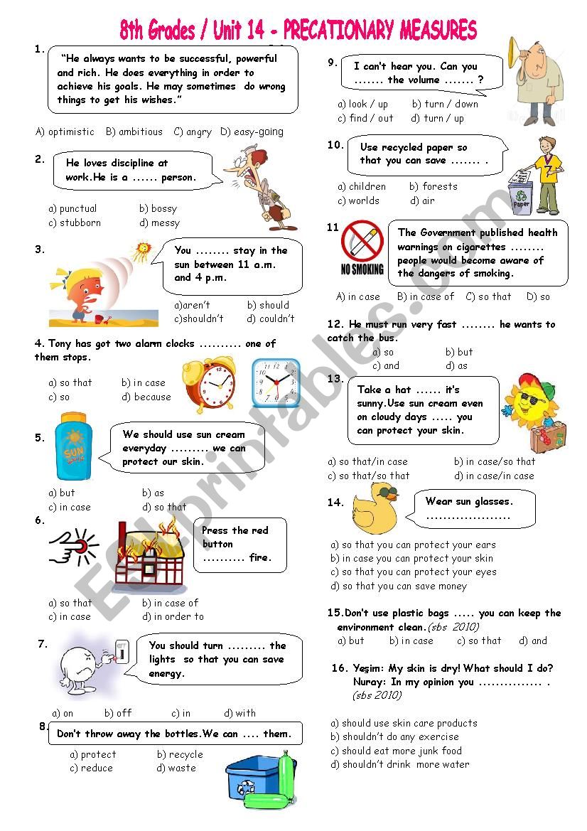 8th grades Precationary Measures & so that & in case