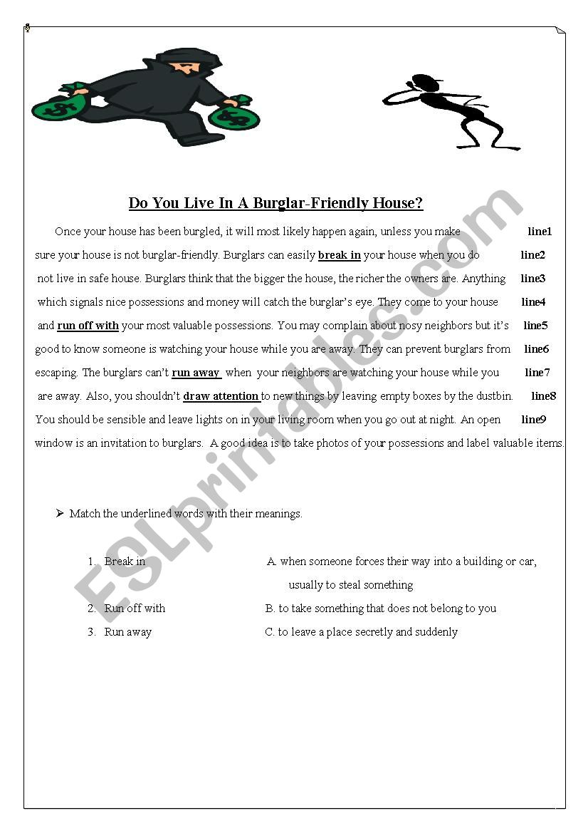 Crime worksheet