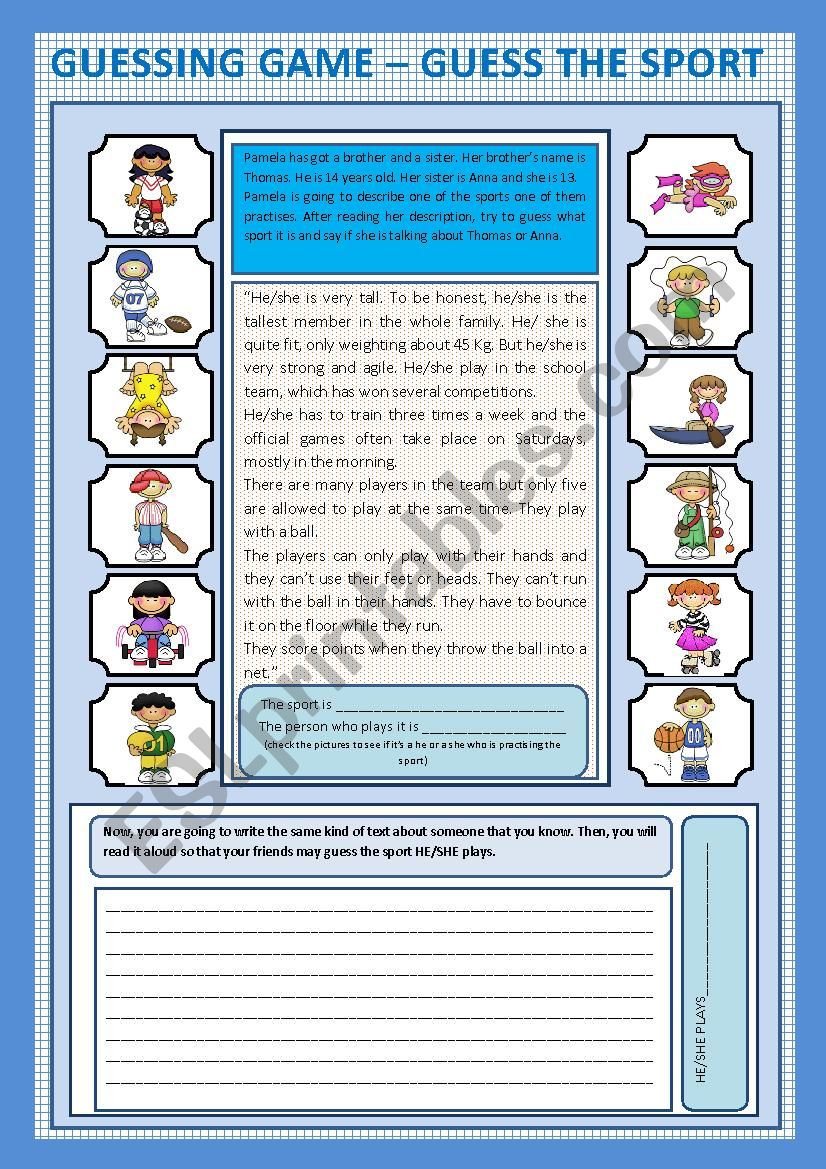 Guessing game_guess the sport worksheet