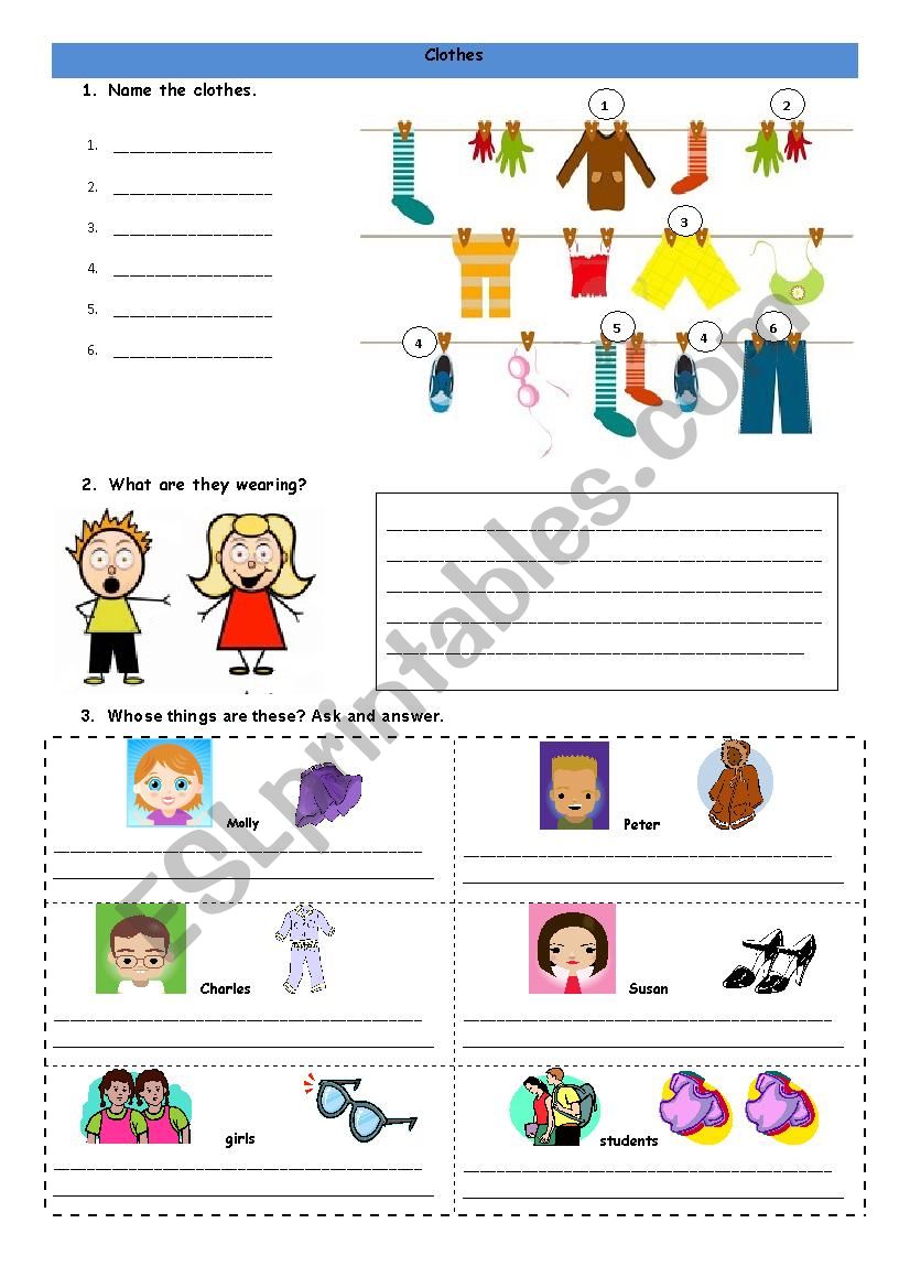 Clothes worksheet