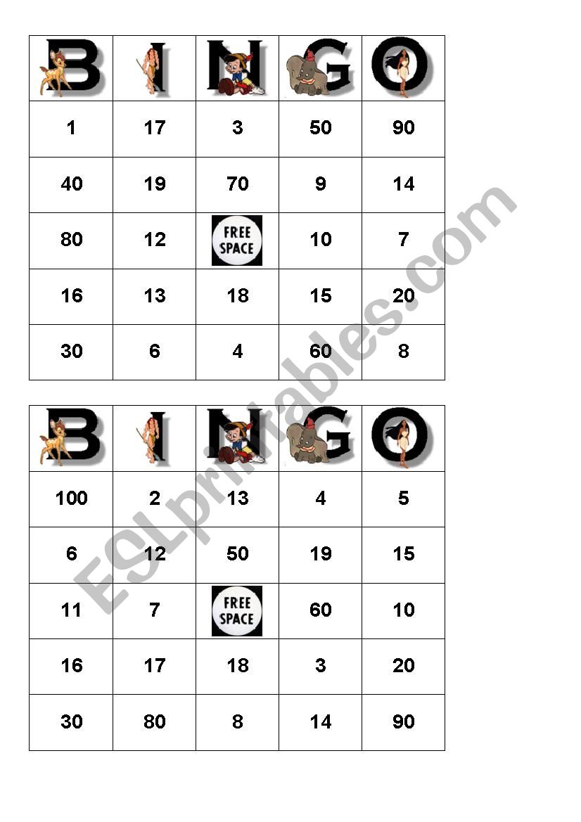 BINGO Numbers 2 worksheet