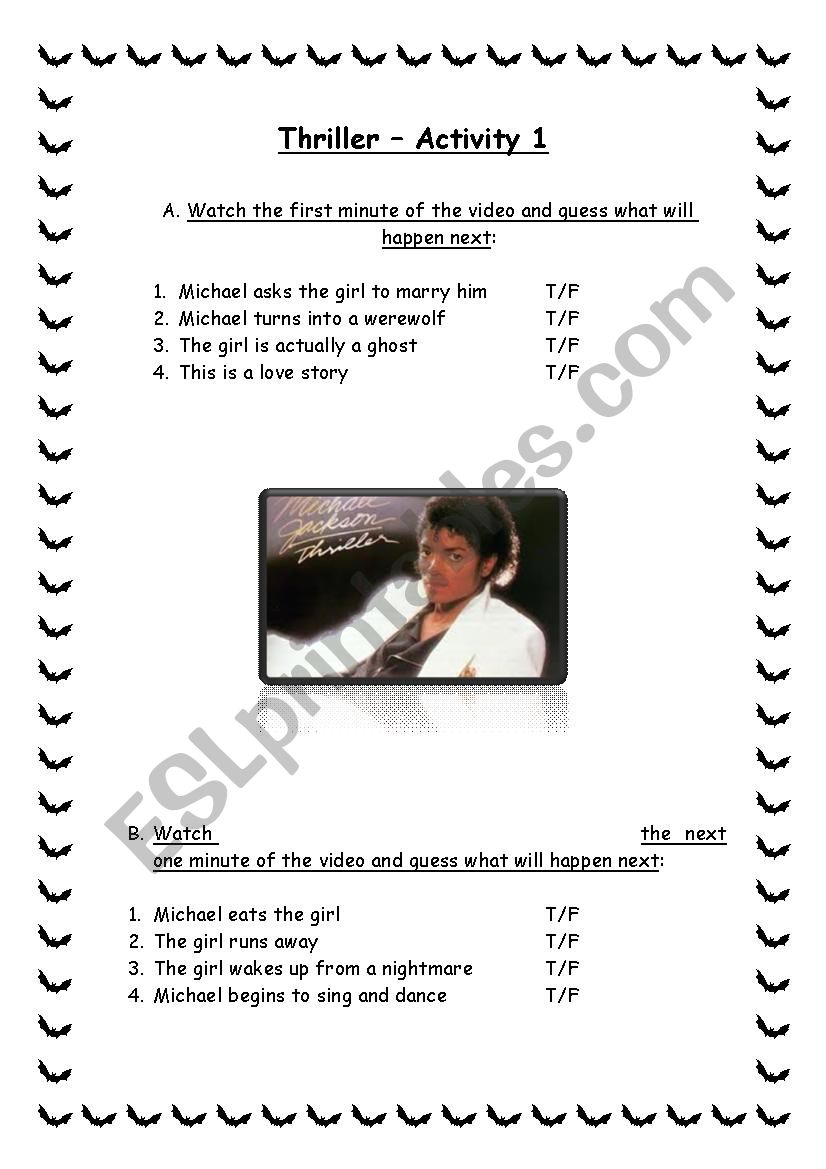 Thriller  worksheet