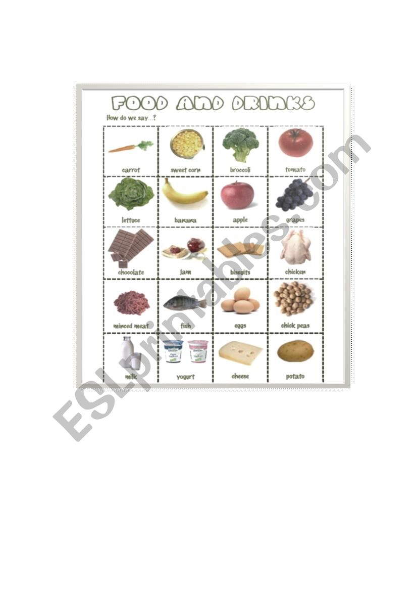 food vocabulary worksheet