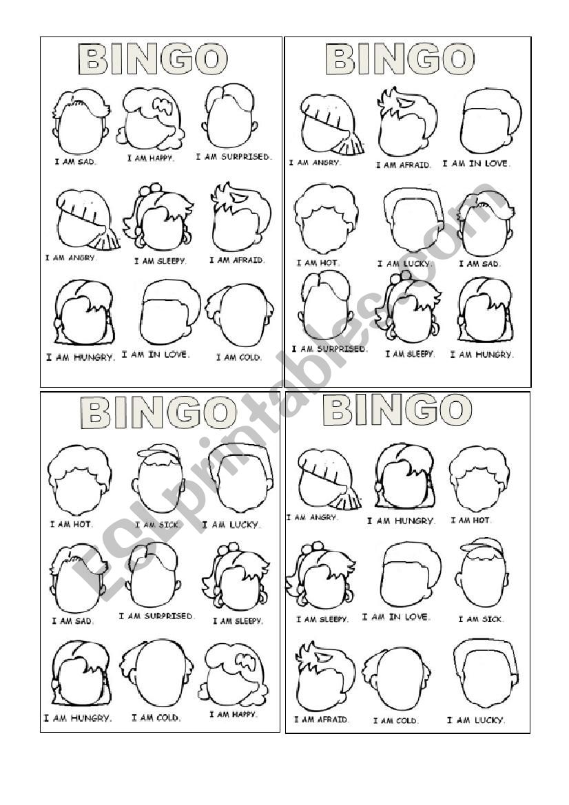 Feelings Bingo Part 1/2 worksheet
