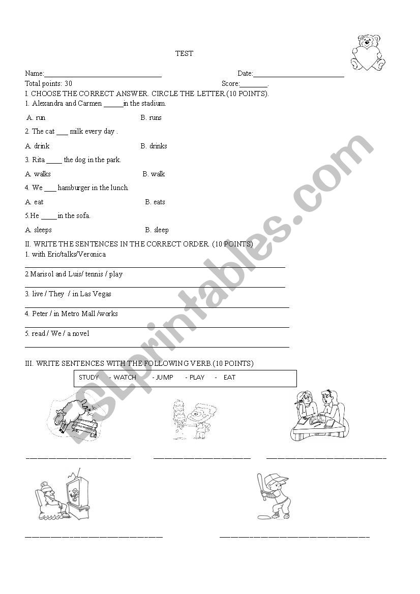 Present Tense worksheet