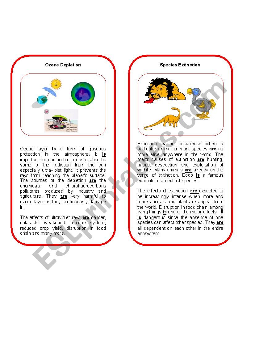 Environmental Threat 7  ( Ozone layer depletion and species extinction)