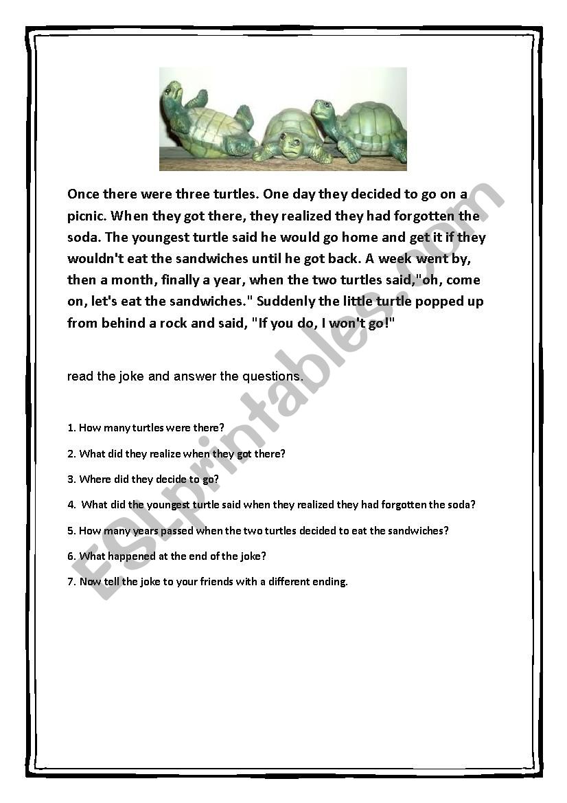 Turtle Joke worksheet