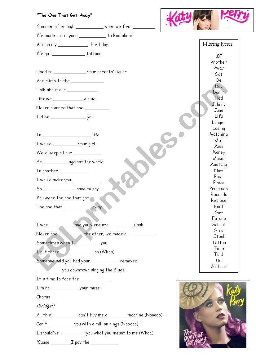 The one that got away worksheet