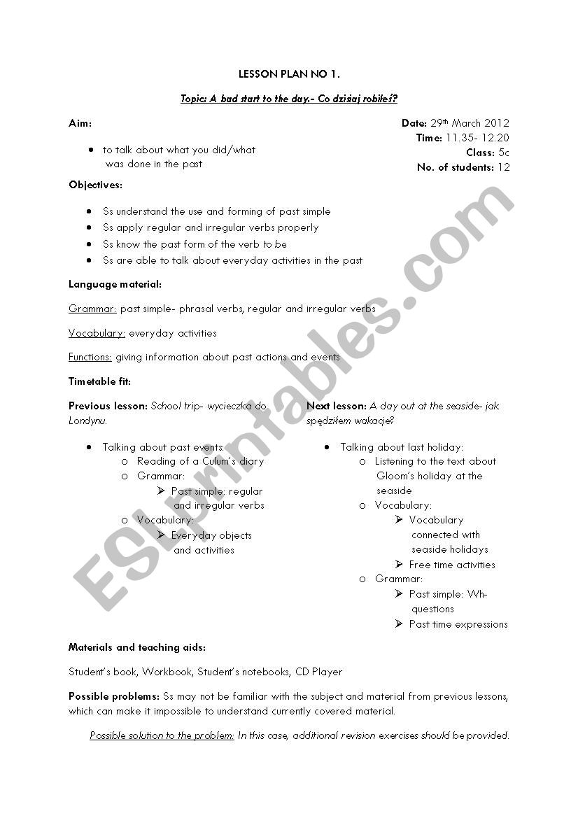 lesson-plan worksheet