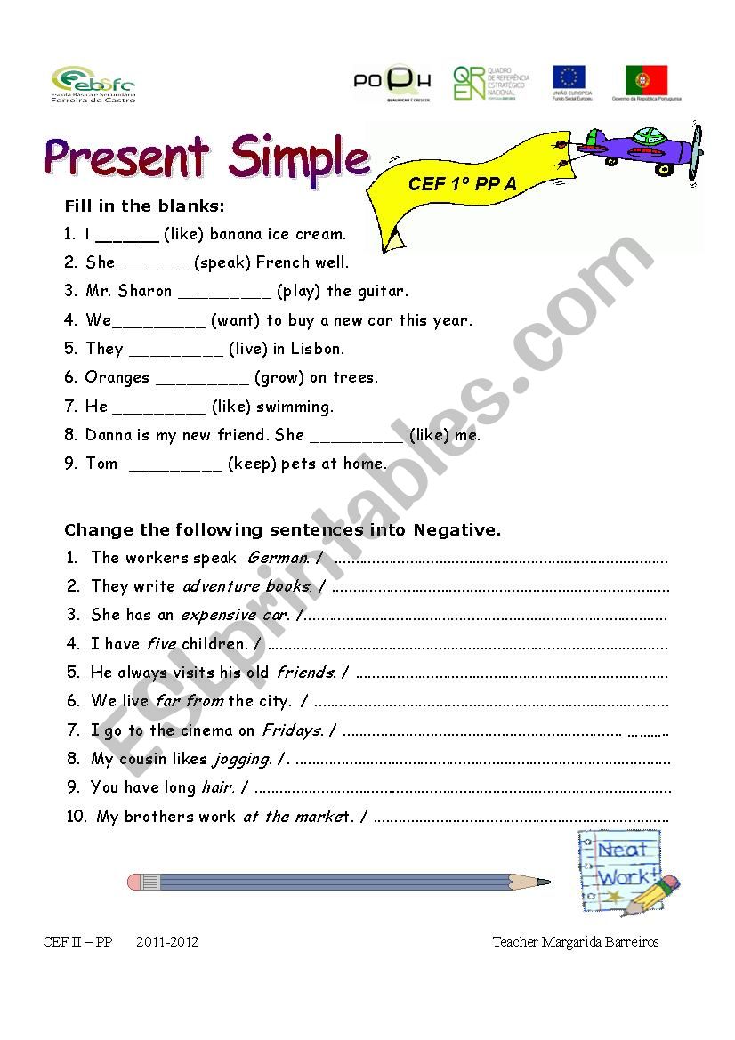 simple present practice worksheet