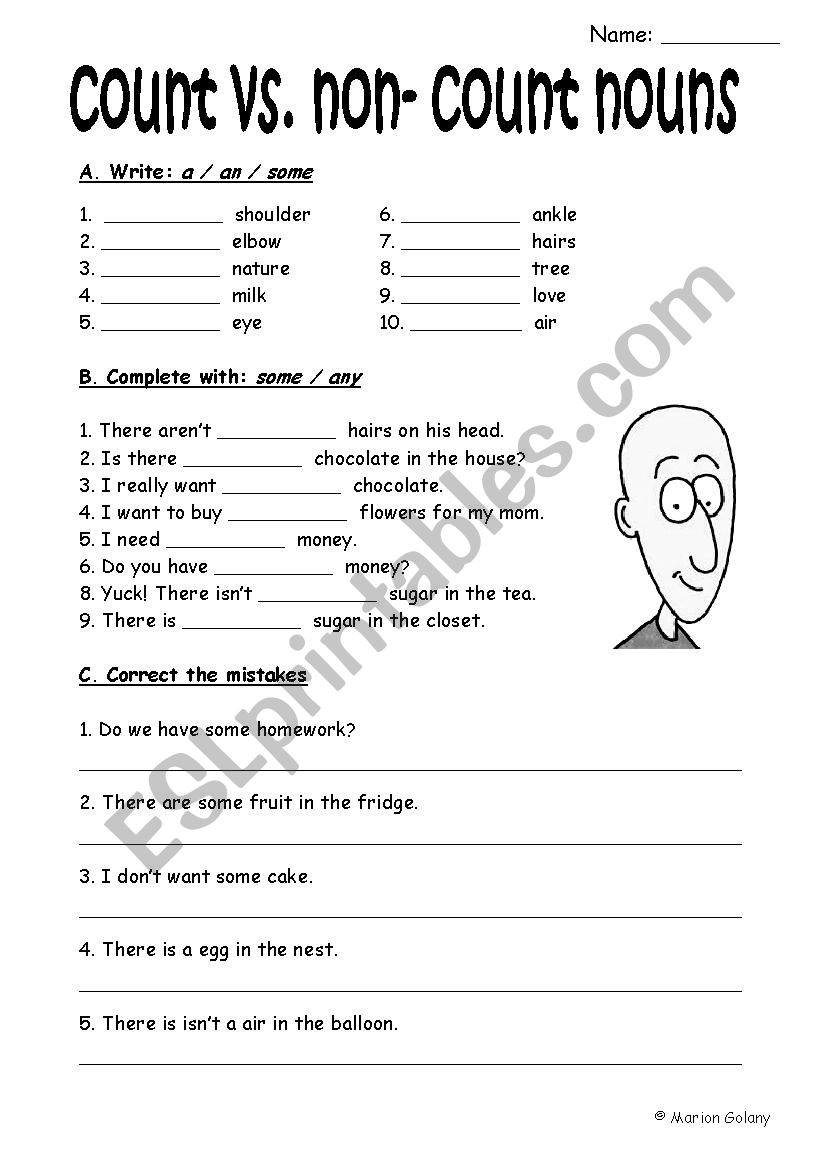Count Or Noncount Nouns Worksheet