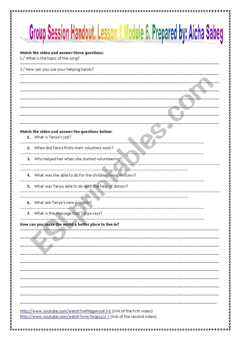 Voluntary Work worksheet