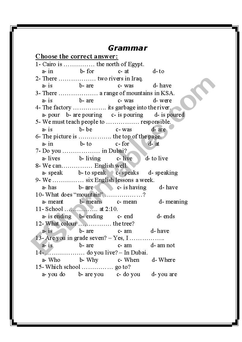 worksheet for grade 7 worksheet