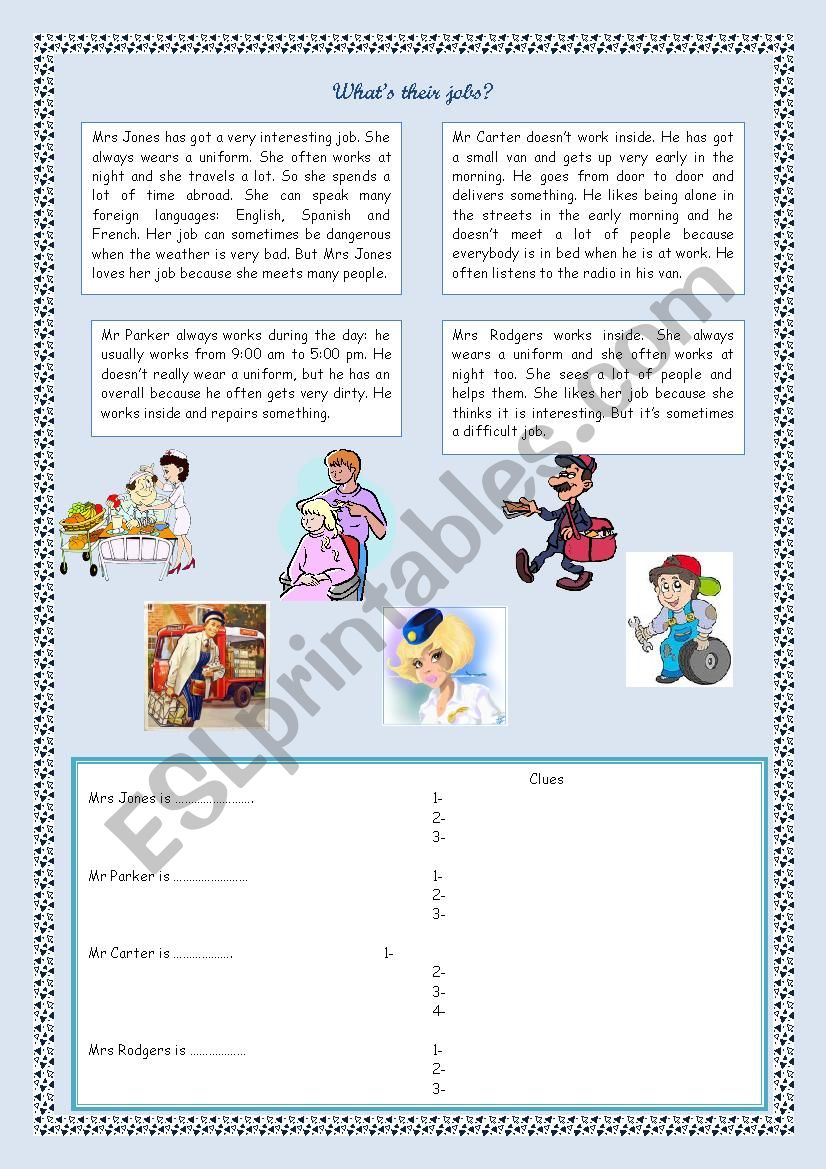 WhatÂ´s their jobs? worksheet