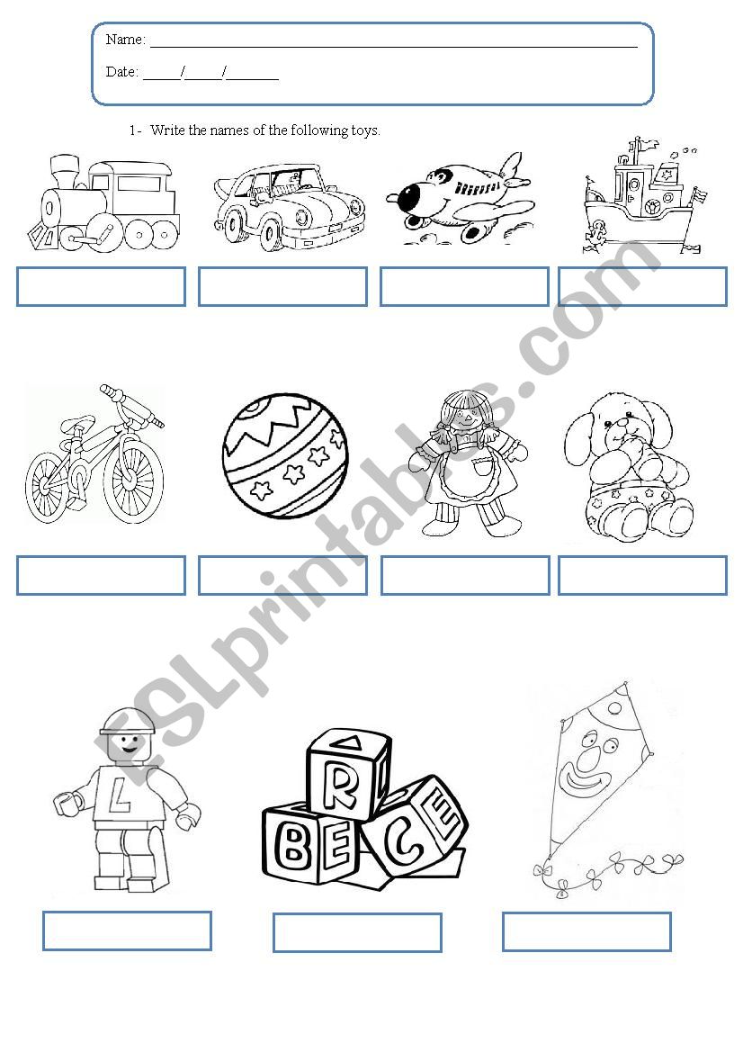 Toys worksheet