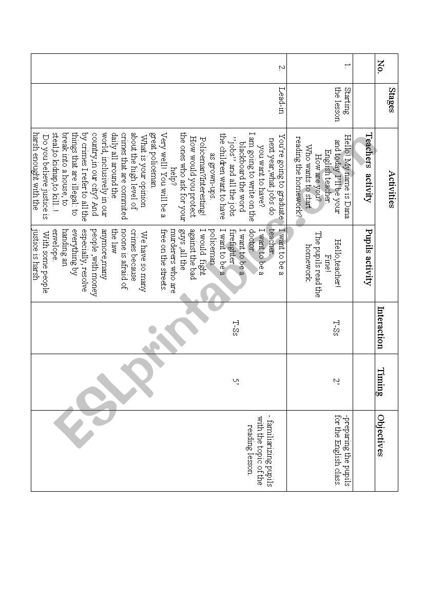 Reading plan worksheet