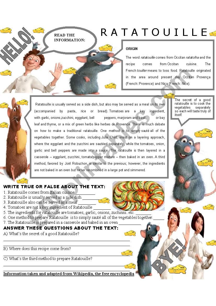 RATATOUILLE  worksheet