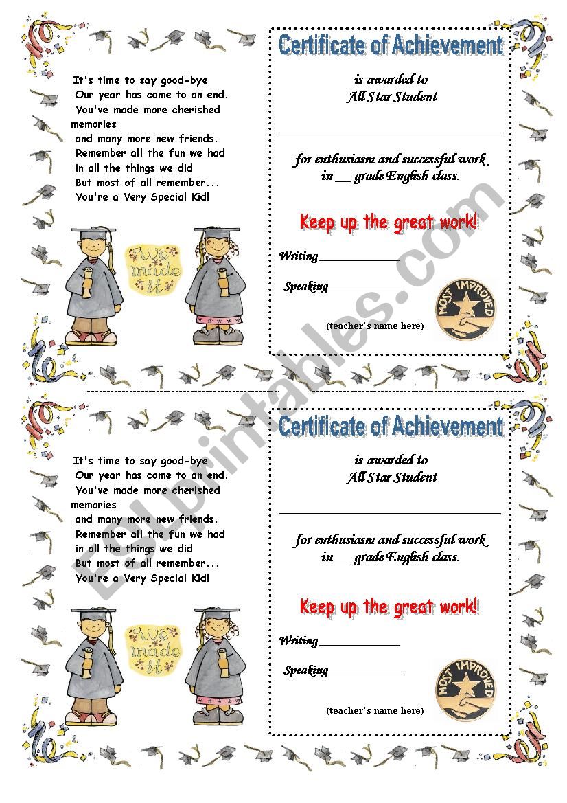 a cute end-of-schoolyear certificate