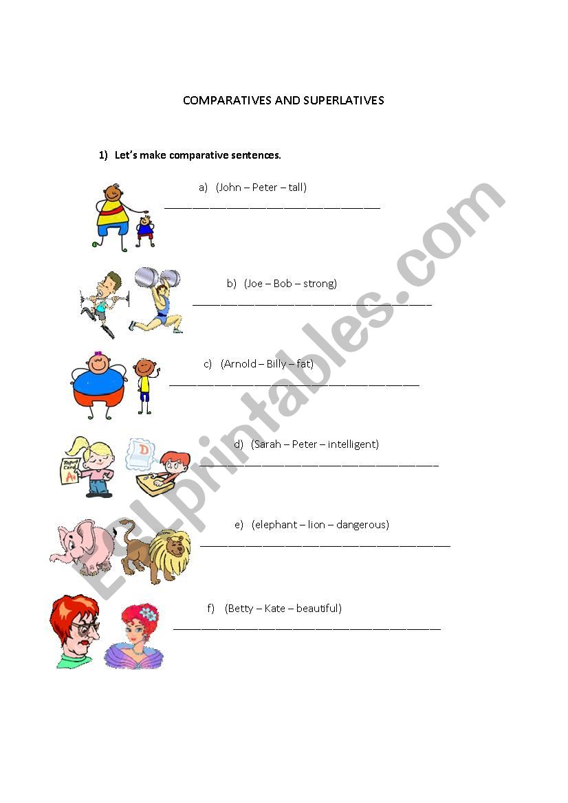 Comparatives and Superlatives worksheet