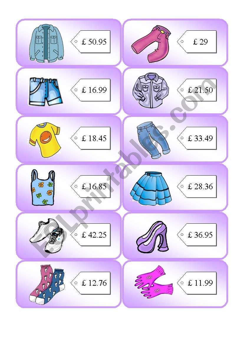 Shopping Cards 2 worksheet