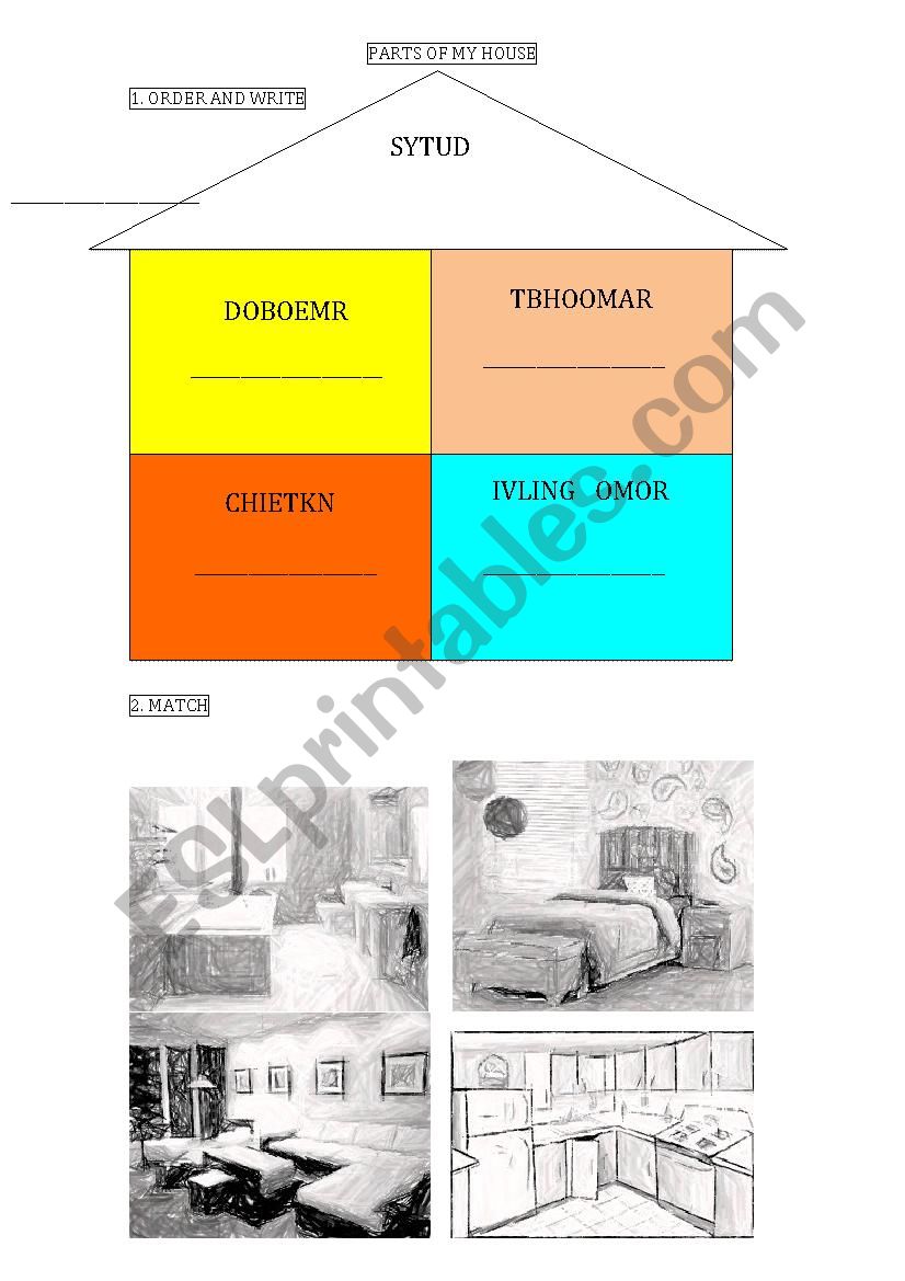 PARTS OF MY HOUSE worksheet