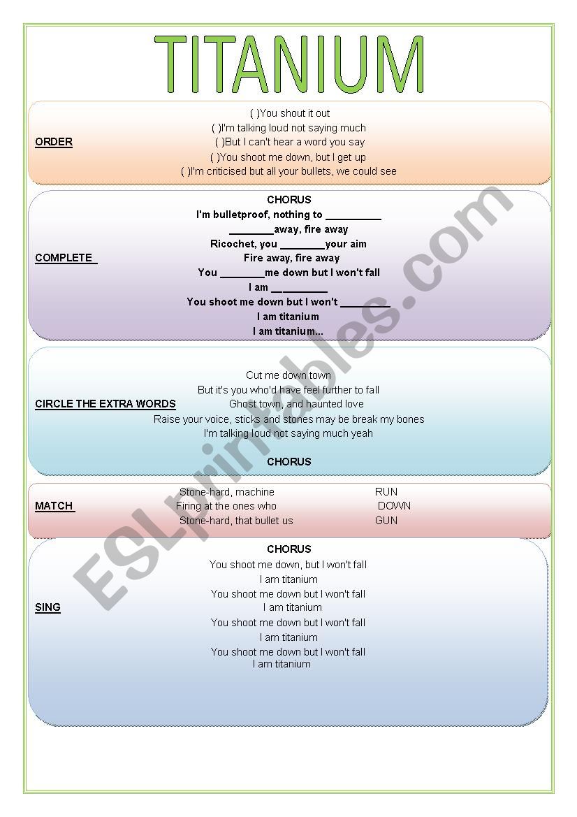 TITANIUM worksheet