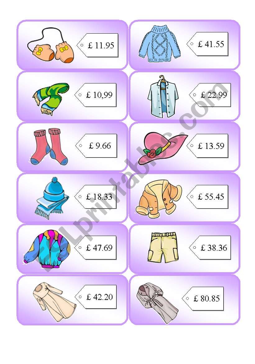 Shopping Cards 3 worksheet