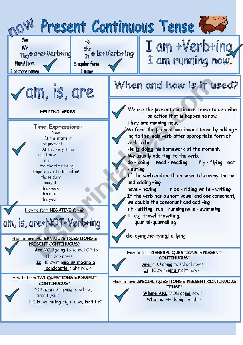 PRESENT CONTINUOUS POSTER. worksheet