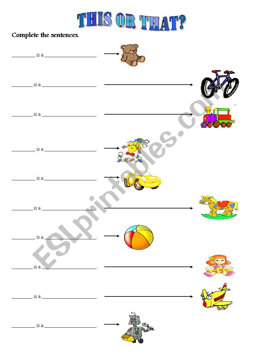 This - That + Toys worksheet