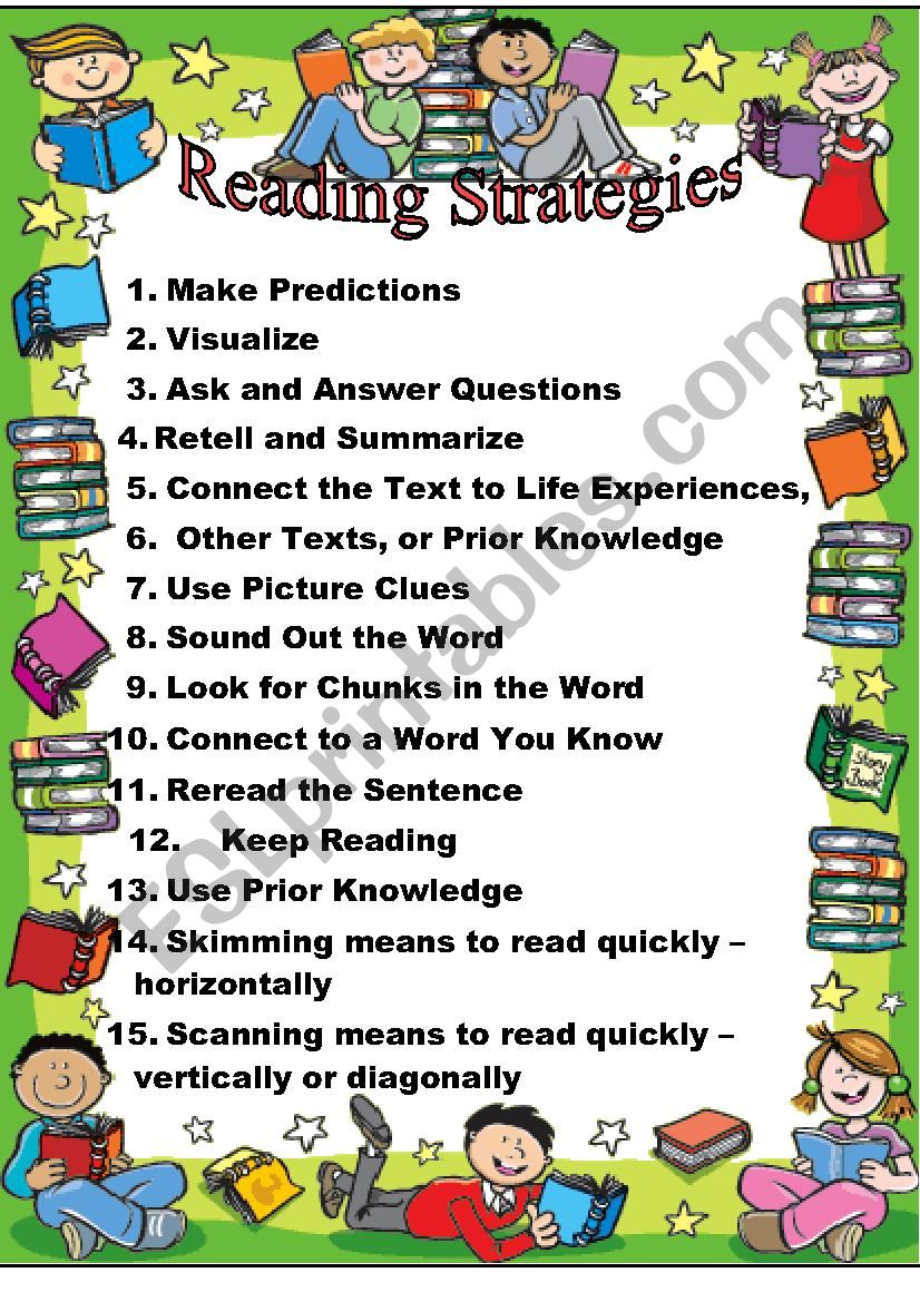 Reading strategies POSTER worksheet