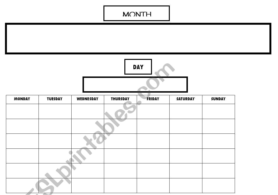 a permanent calendar worksheet