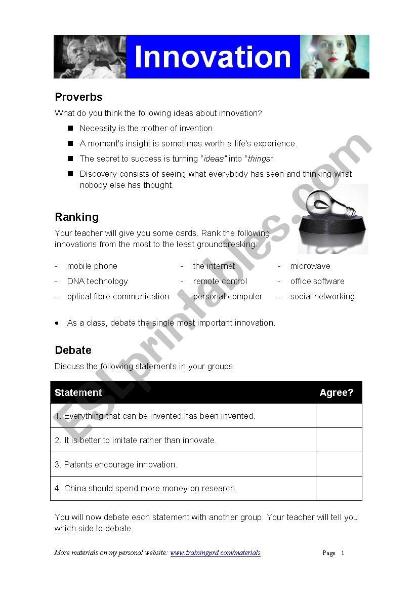 Innovation worksheet