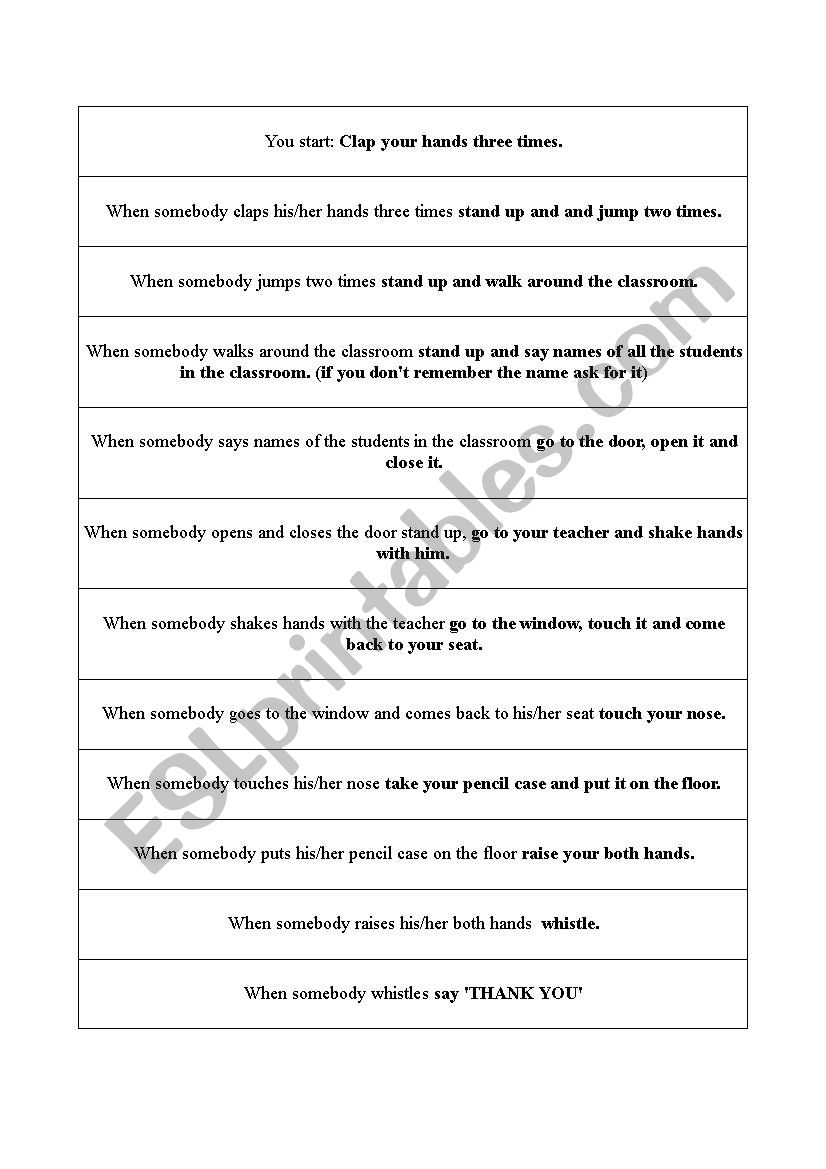 Warm up worksheet