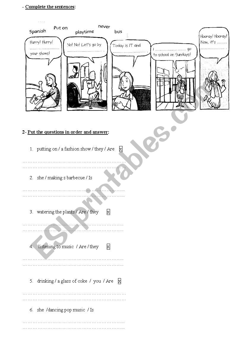 present continuous worksheet