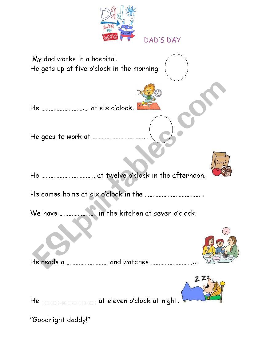 DAD´S DAILY ROUTINE ESL worksheet by edutainment