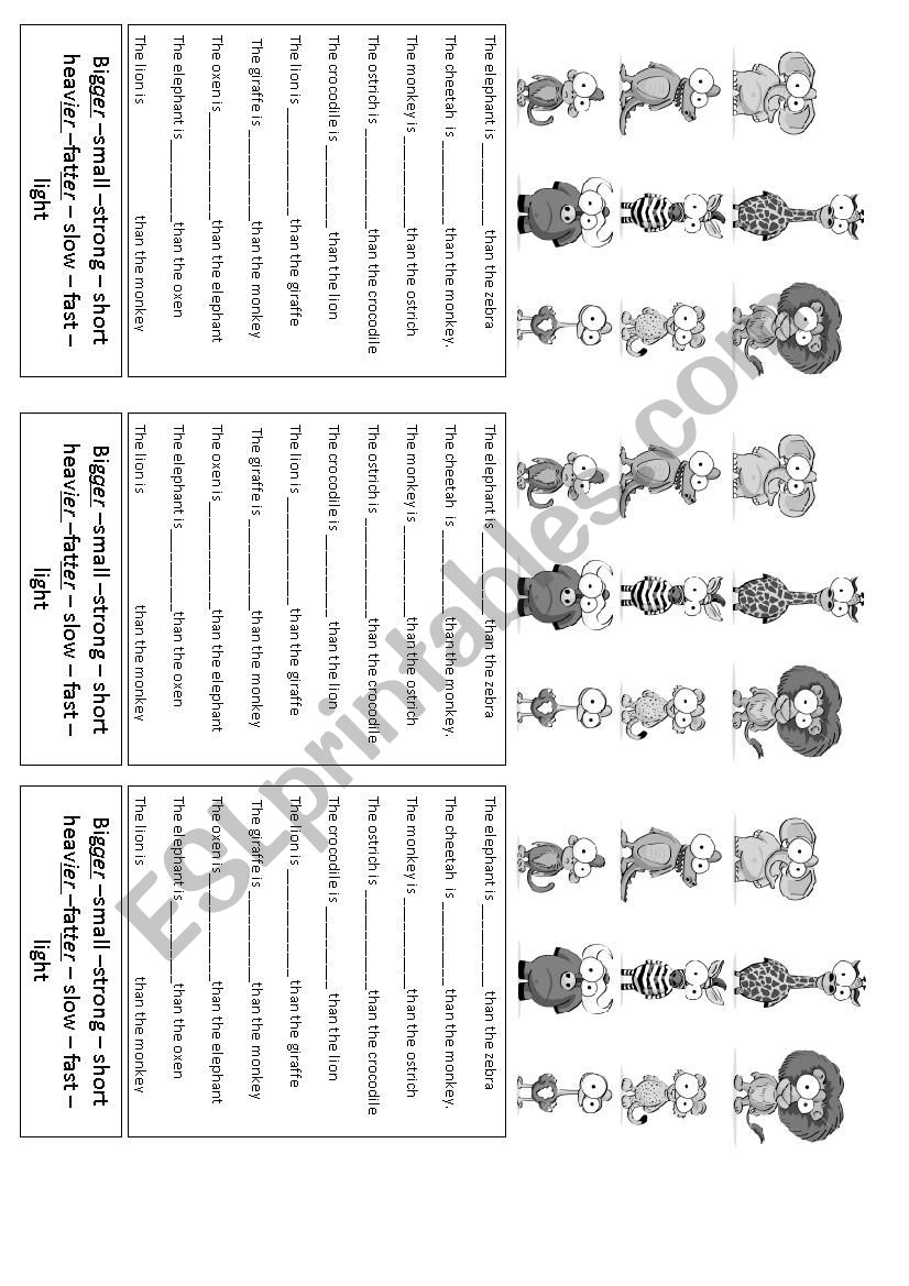 comparatives for kids worksheet