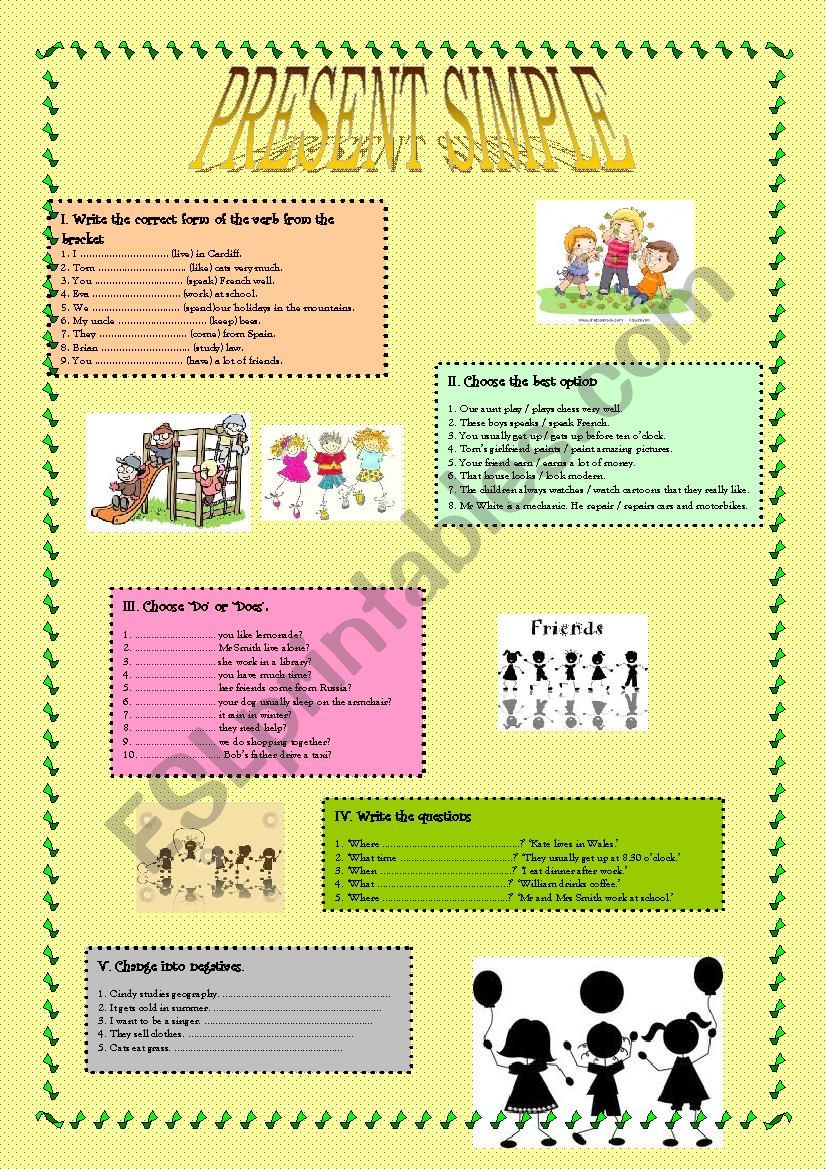 Present Simple-exercises worksheet