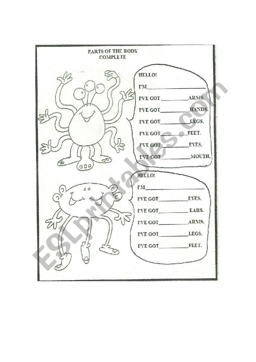 Parts of the body. Numbers. Monsters