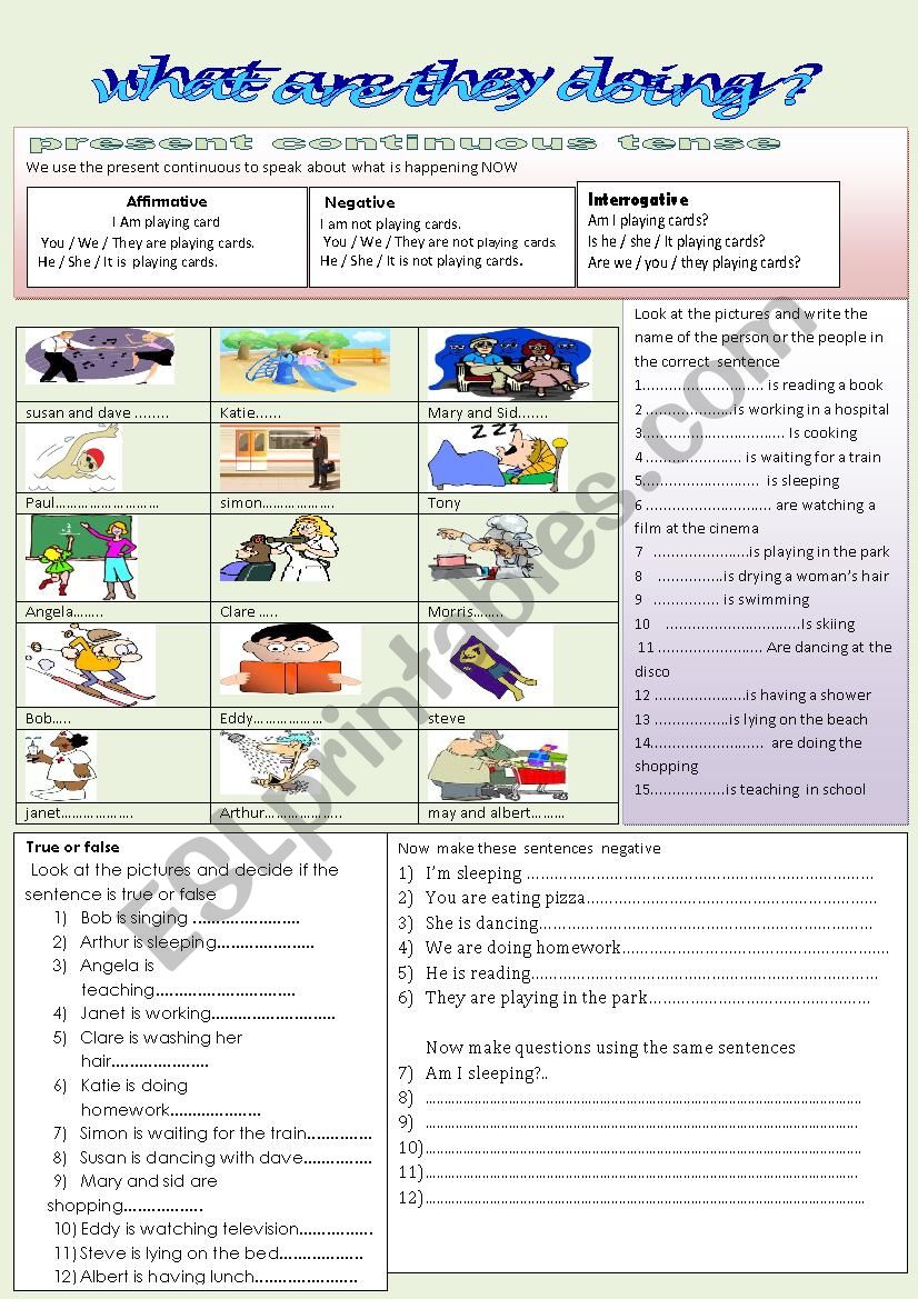 what are they doing? worksheet