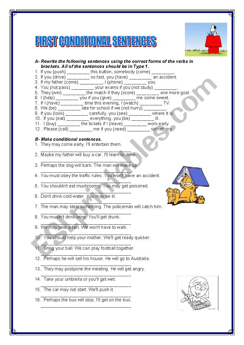 FIRST CONDITIONAL SENTENCES worksheet