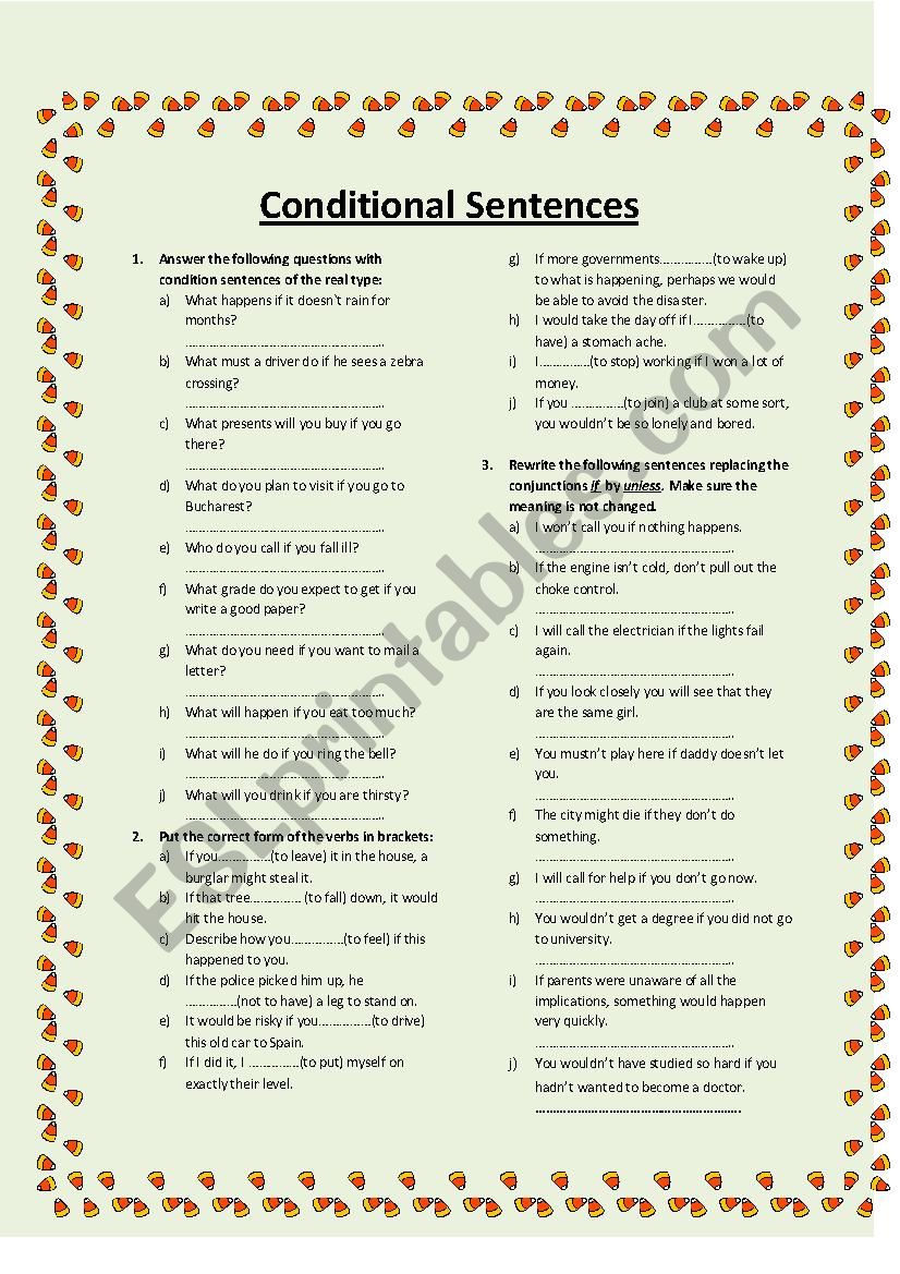 conditional sentences worksheet