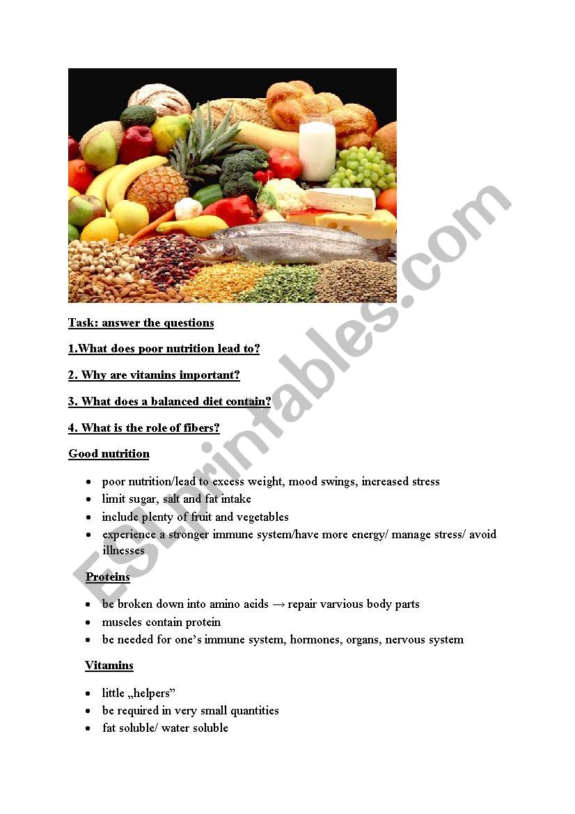 good nutrition worksheet