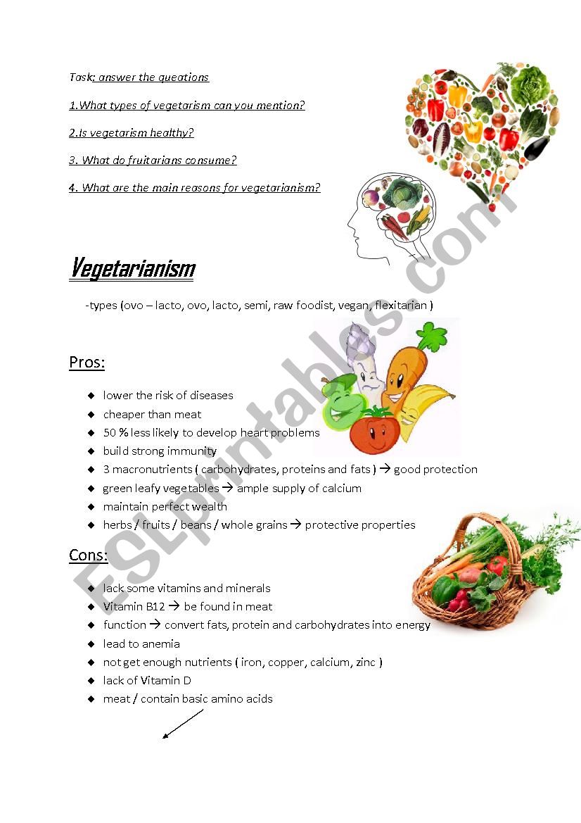 vegetarianism worksheet