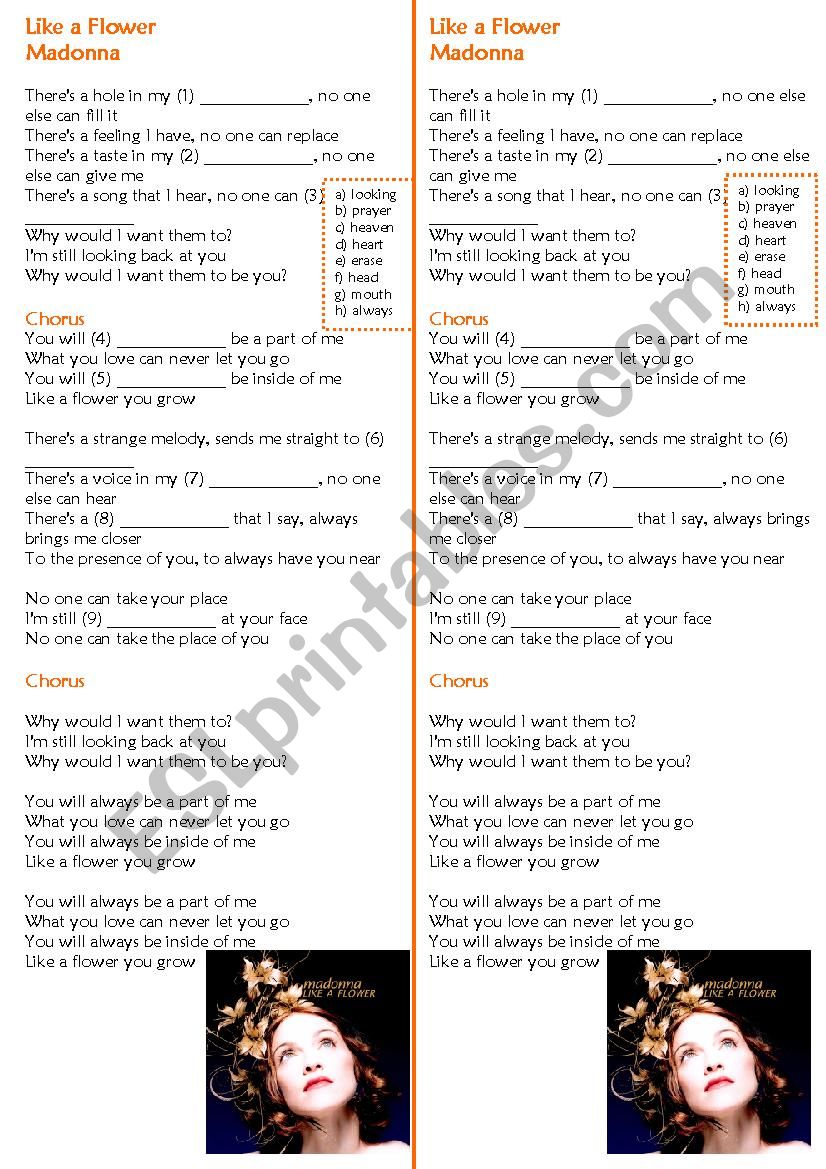 Madonna - Like A Flower worksheet