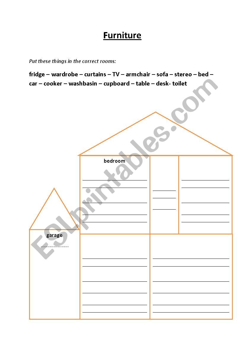 Furniture worksheet