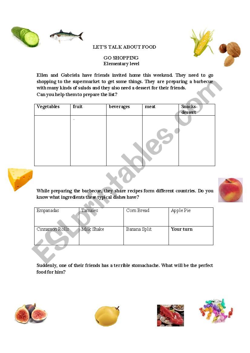 lets talk about food worksheet