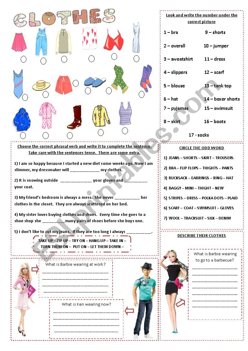 CLOTHES worksheet