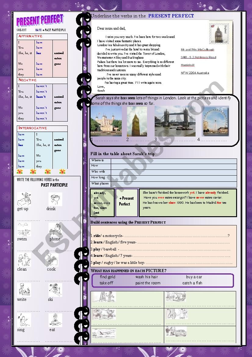 Present Perfect worksheet worksheet