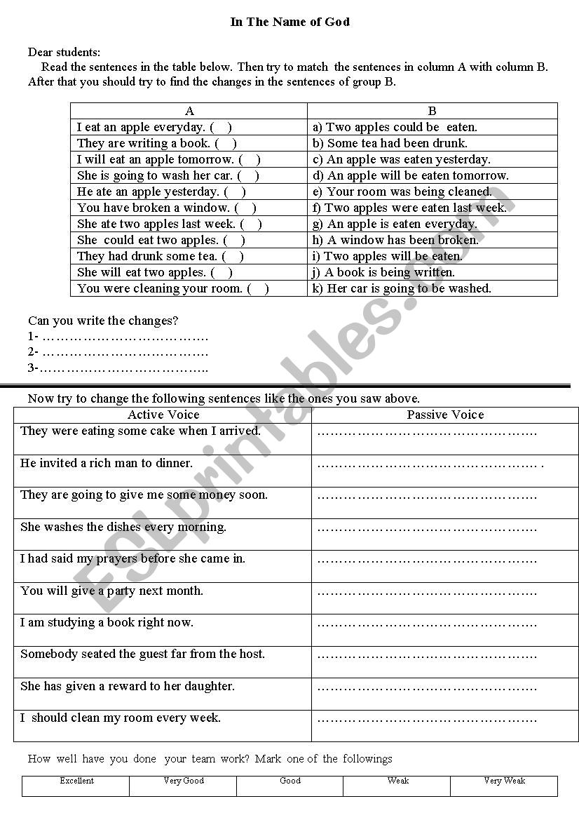 Passive Voice worksheet