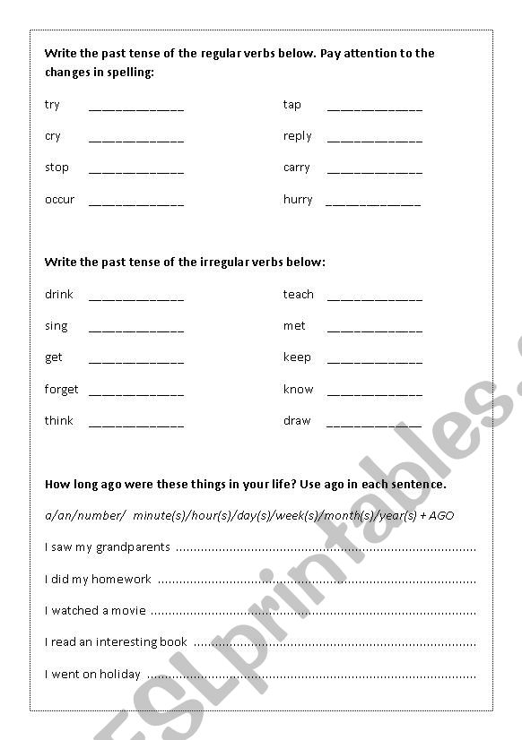 Past simple worksheet